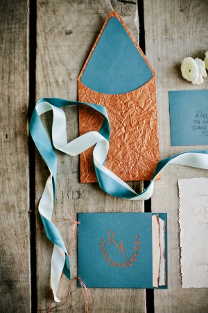 Turquoise and Copper Wedding Invitations