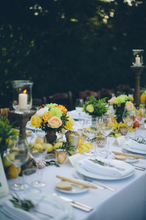 Tuscan Style Reception Table Italian Destination Wedding