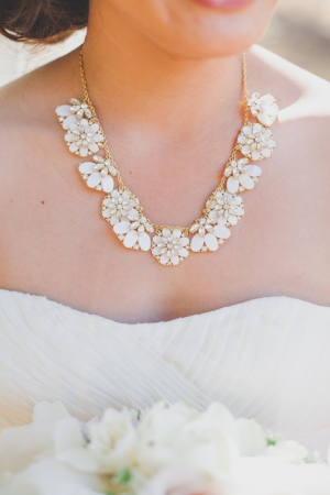 White Flower Necklace on Gold Chain