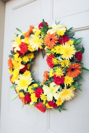 Yellow and Orange Fall Floral Wreath