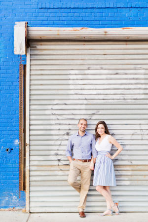 Blue and White Attire for Engagement Photos