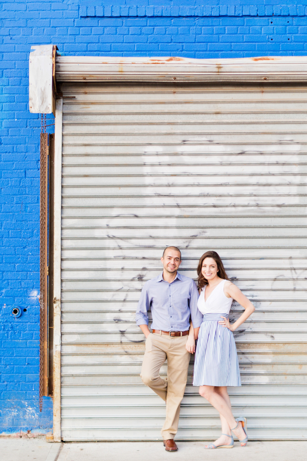 Blue and White Attire for Engagement Photos