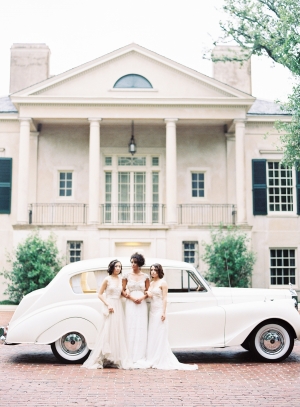 Brides with Vintage Car