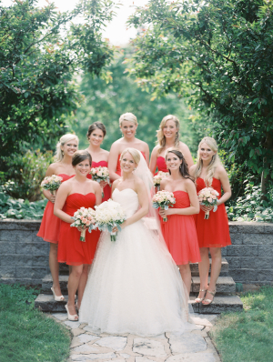 Bridesmaids in Shades of Red