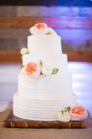 Classic Wedding Cake With Fresh Flowers