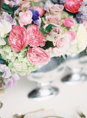 Colorful Centerpiece in Silver Urn