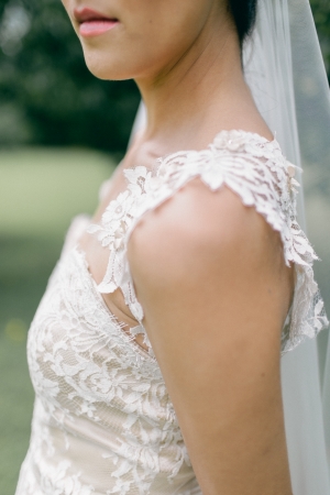 Delicate Lace on Bridal Gown