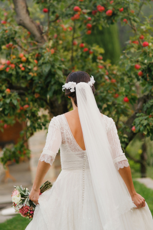 Hair Wreath and Veil Bridal Headpiece