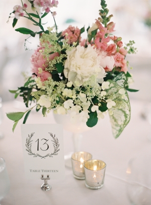 Ivory and Pink Centerpiece