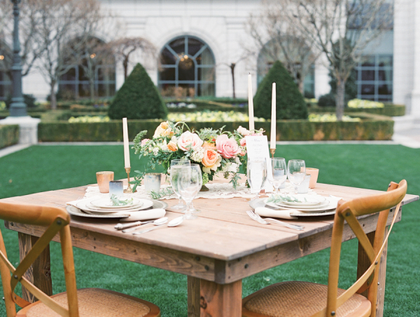Peach and Green Wedding Table
