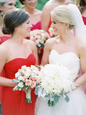 Red Strapless Bridesmaids Dress