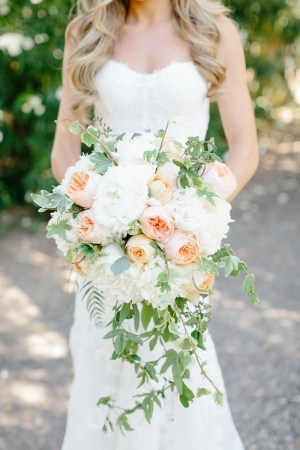 Rose Peony and Vine Cascading Bouquet