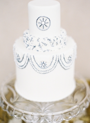 Wedding Cake with Blue and Silver Beading