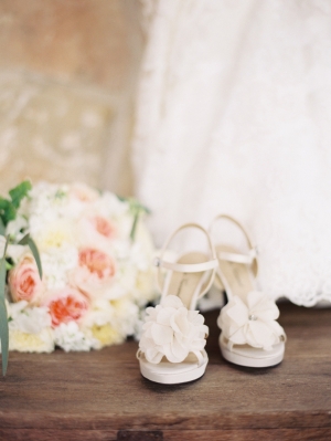 White Bridal Shoes With Flowers