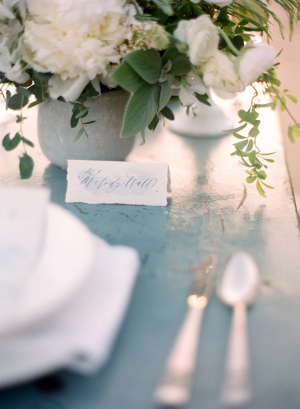 Blue Calligraphy Place Card