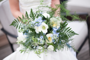 Blue and White Bouquet with Fern