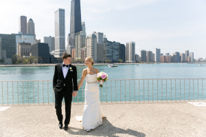 Bride and Groom by Lake Michigan
