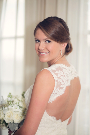 Bride in Lace Halter Gown