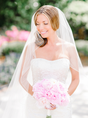 Bride with Pink Peony Bouquet