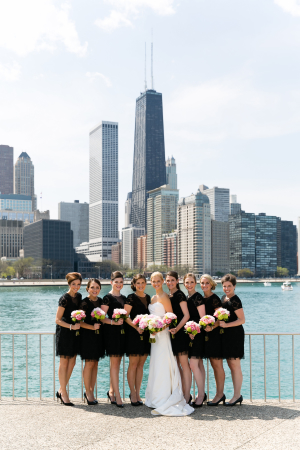 Bridesmaids with Chicago Skyline