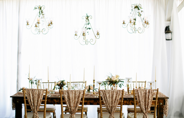 Chandeliers Over Wedding Table