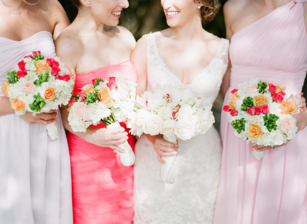 Coral and Blush Bridesmaids Dresses