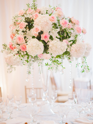 Elegant Pink Rose and White Hydrangea Centerpiece