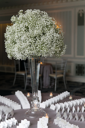 Escort Card Table with Babys Breath