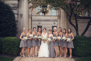 Gray Strapless Bridesmaids Dresses