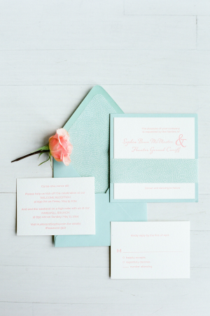 Pink and Mint Wedding Invitations