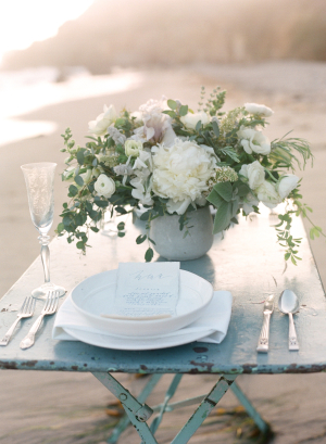 Rustic Blue and White Beach Tablescape