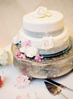 Wedding Cake With Silver Rhinestones