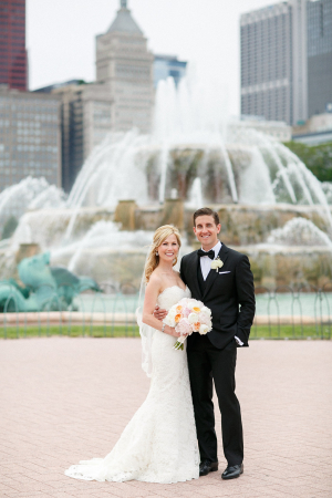 Bride and Groom at Buckingham Fountain