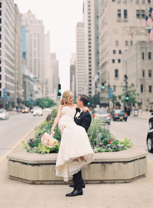 Bride and Groom on Michigan Avenue