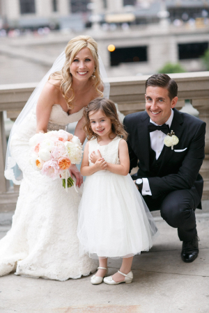 Bride and Groom with Flower Girl