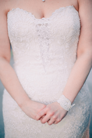 Bride in Lace Strapless Gown