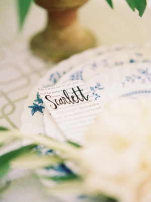 Calligraphy Place Card on Vintage Book Pages