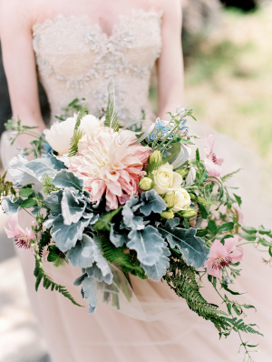 Dahlia and Dusty Miller Bouquet