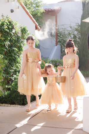 Flower Girls in Gold Fairy Dresses