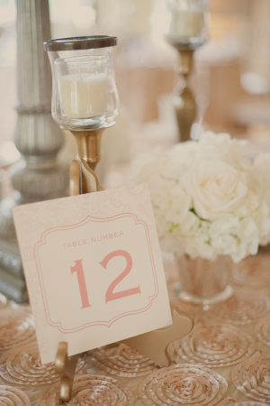 Pink and Ivory Reception Table Cards