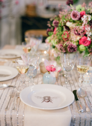 Silver and Mauve Table Setting