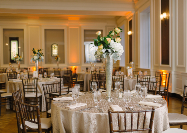 Taupe and Pale Yellow Reception Tables