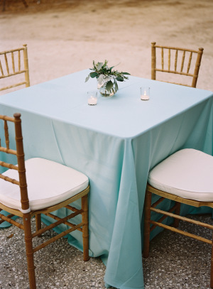 Aqua and Gold Cocktail Table