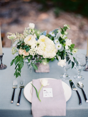 Blue Gray Green Wedding Table