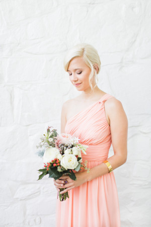 Bridesmaid in Pale Peach Dress