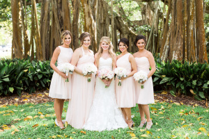 Bridesmaids in Pale Pink Dresses