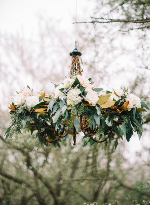 Chandelier with Greenery and Flowers