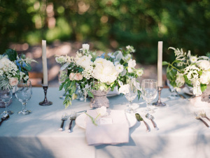 Dusty Blue and Green Centerpiece