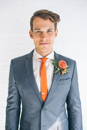 Groom in Orange Tie