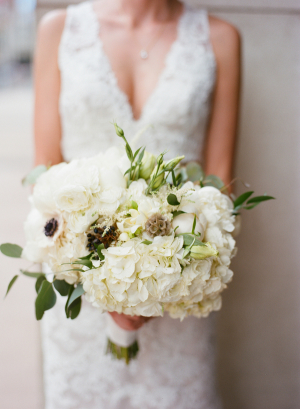 Ivory and Green Hydrangea Bouquet